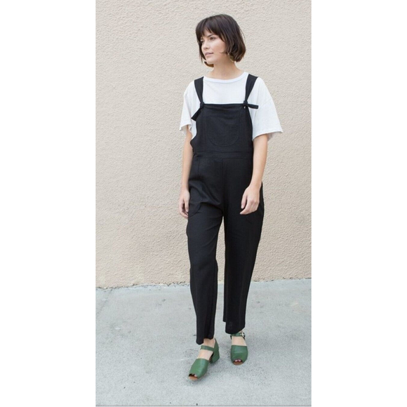 Pants - Selva Negra Jumpsuit Overalls Black Linen Blend Womens Size 4